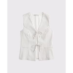 Abercrombie & Fitch Tie-Front Tailored Vest in "Cream Pinstripe" Size Small